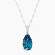 Pear Blue Lab Diamond Pendant | Paved Hanging Solitaire
