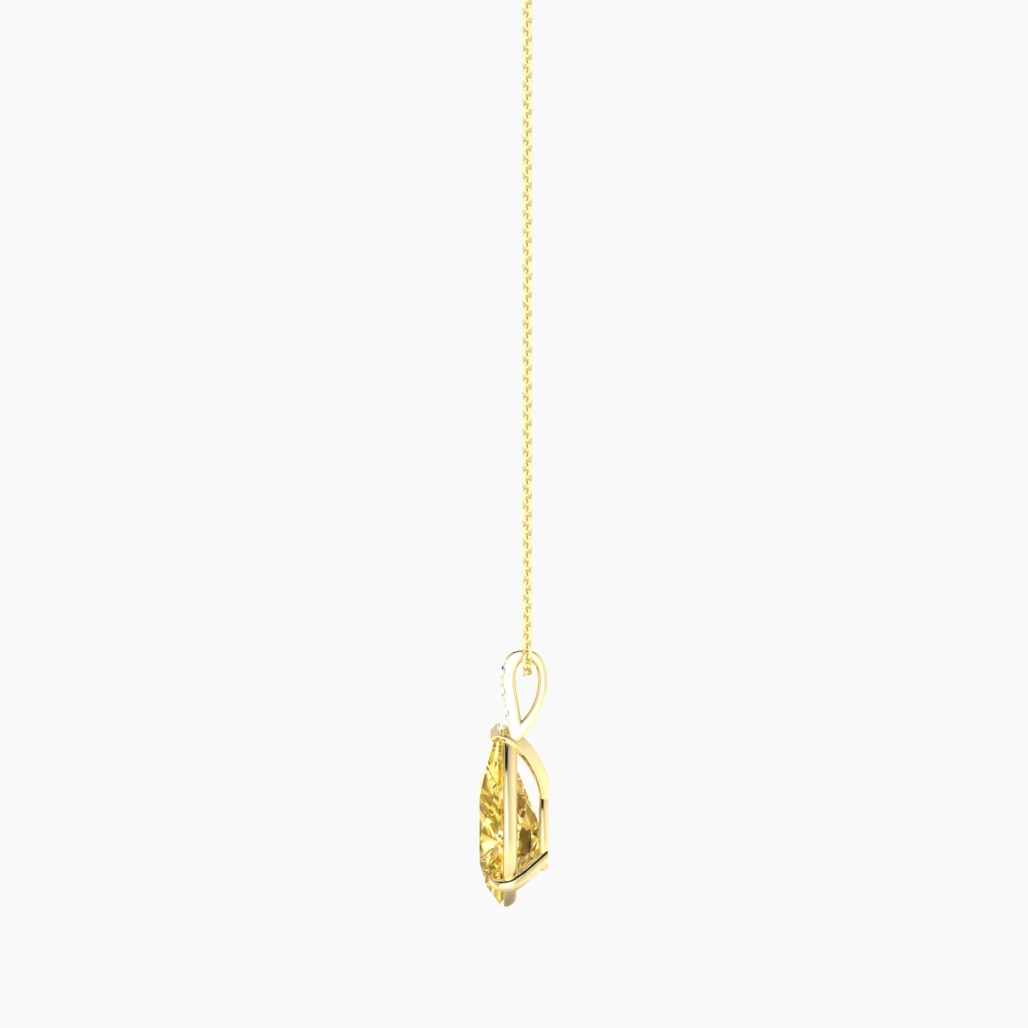 Paved Hanging Solitaire | 18k Yellow Gold 3 ct Yellow Lab Diamond Pear Cut Pendant