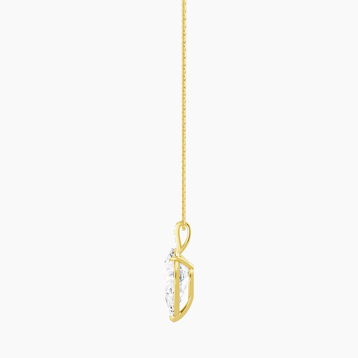 Paved Hanging Solitaire | 18k Yellow Gold 5 ct White Lab Diamond Pear Pendant