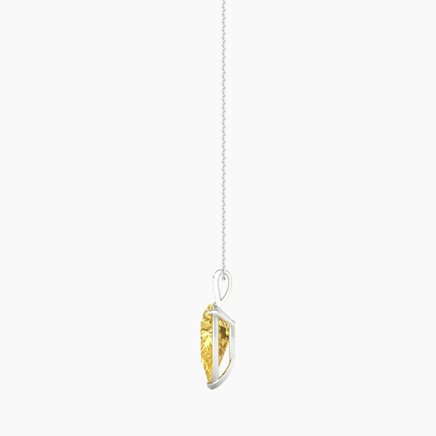 Paved Hanging Solitaire | 18k White Gold 5 ct Yellow Lab Diamond Pear Cut Pendant