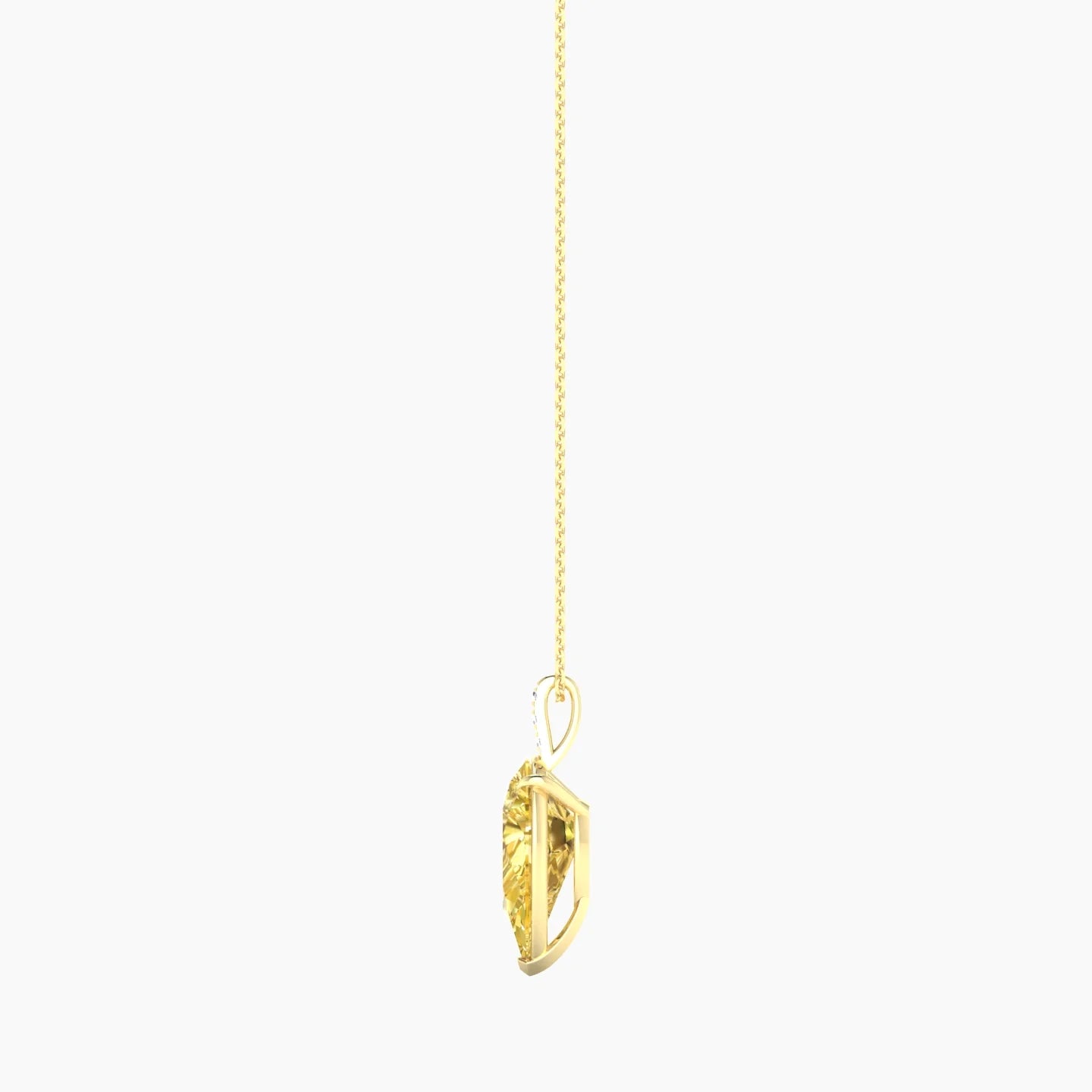Paved Hanging Solitaire | 18k Yellow Gold 5 ct Yellow Lab Diamond Pear Cut Pendant