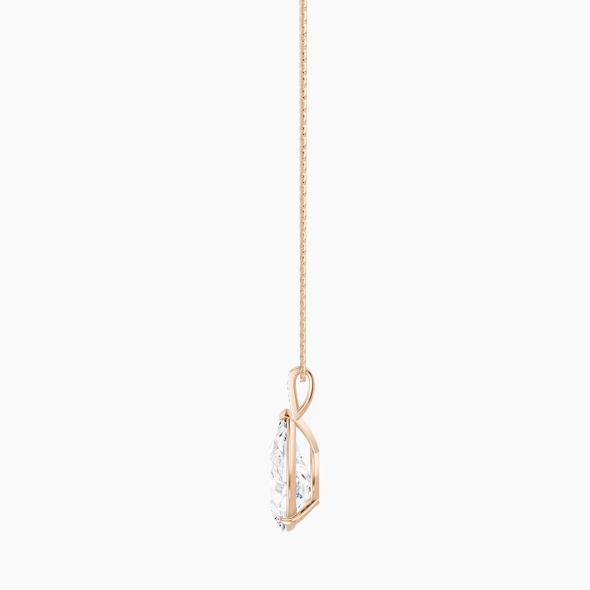 Paved Hanging Solitaire | 18k Rose Gold 5 ct White Lab Diamond Pear Pendant