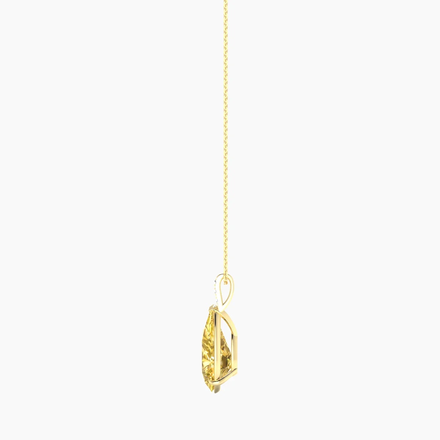 Paved Hanging Solitaire | 18k Yellow Gold 5 ct Yellow Lab Diamond Pear Cut Pendant