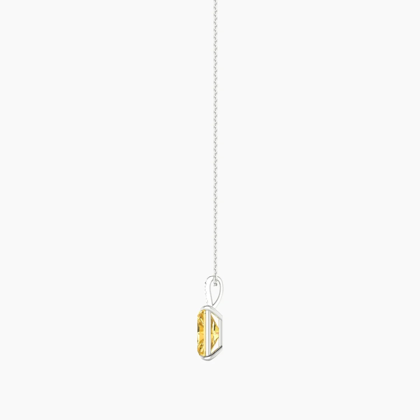 Paved Hanging Solitaire | 18k White Gold 3 ct Yellow Lab Diamond Radiant Cut Pendant