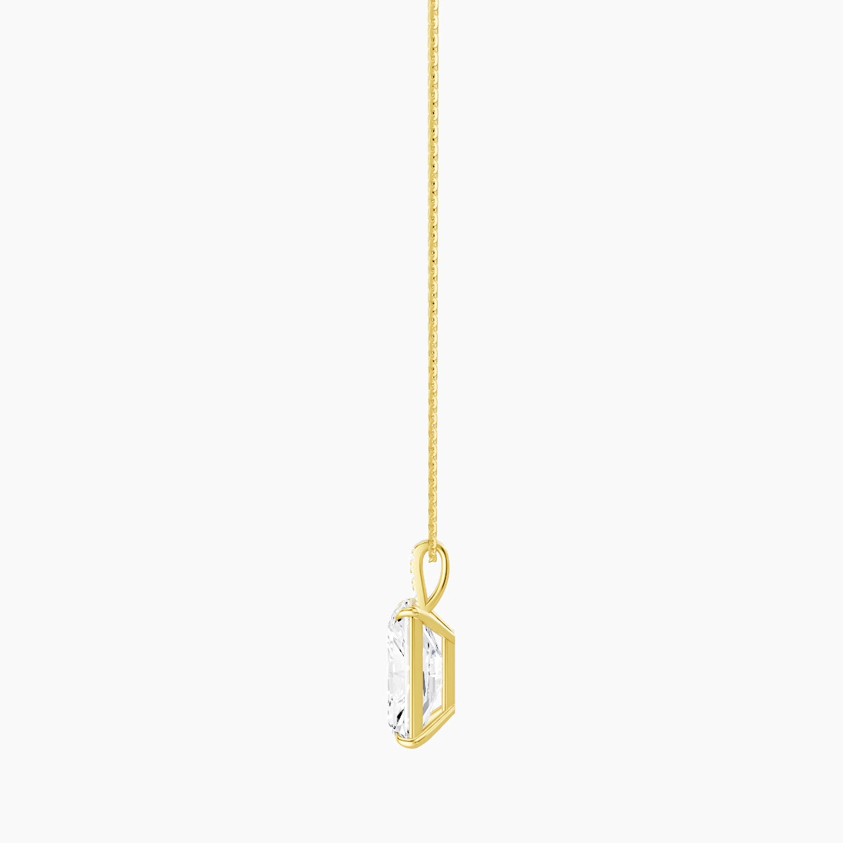 Paved Hanging Solitaire | 18k Yellow Gold 5 ct White Lab Diamond Radiant Pendant