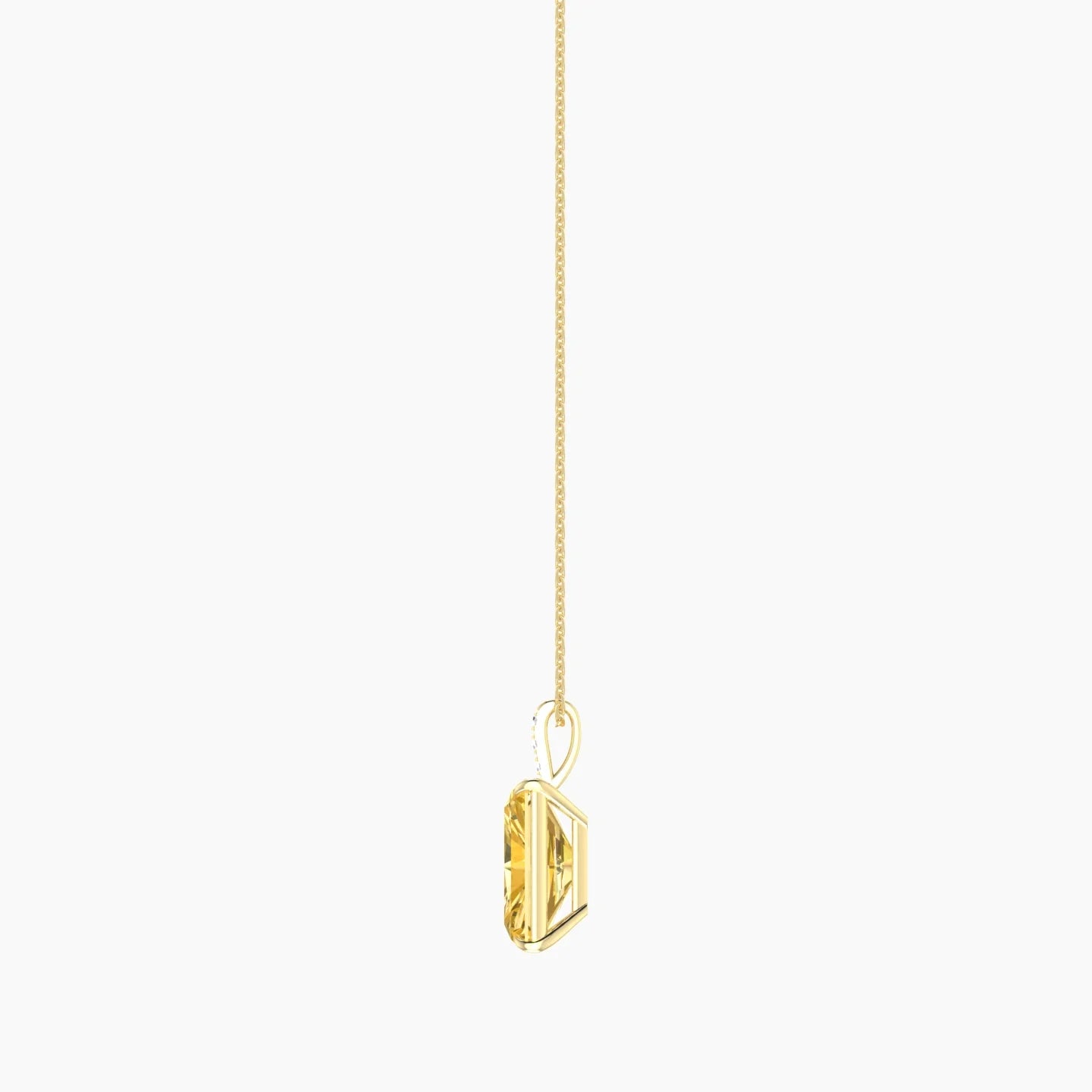 Paved Hanging Solitaire | 18k Yellow Gold 5 ct Yellow Lab Diamond Radiant Cut Pendant