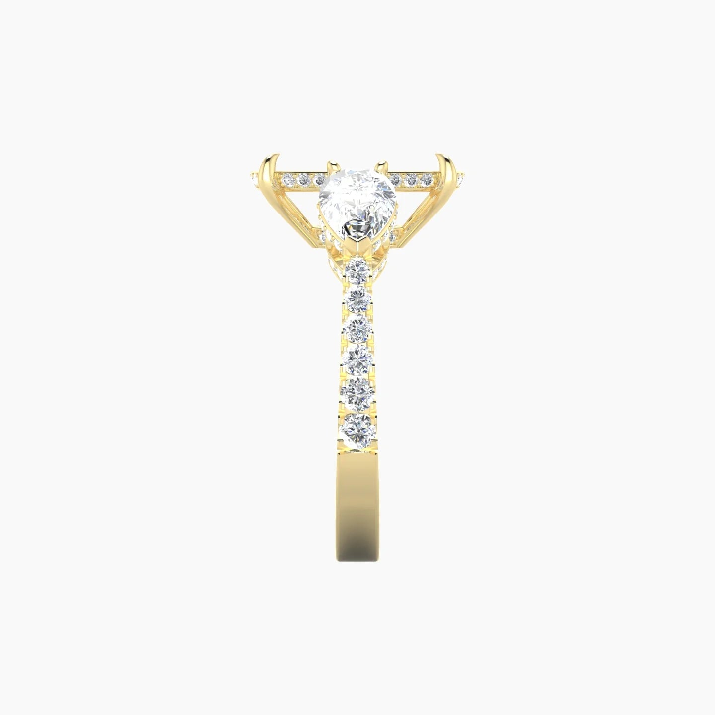 Pear Trilogy with Reverse Shank | 18k Yellow Gold 5-7.99 ct Cushion Cut Ring Setting