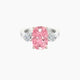 Cushion Pink Lab Diamond Ring | Intricate Pear Trilogy with Reverse Shank