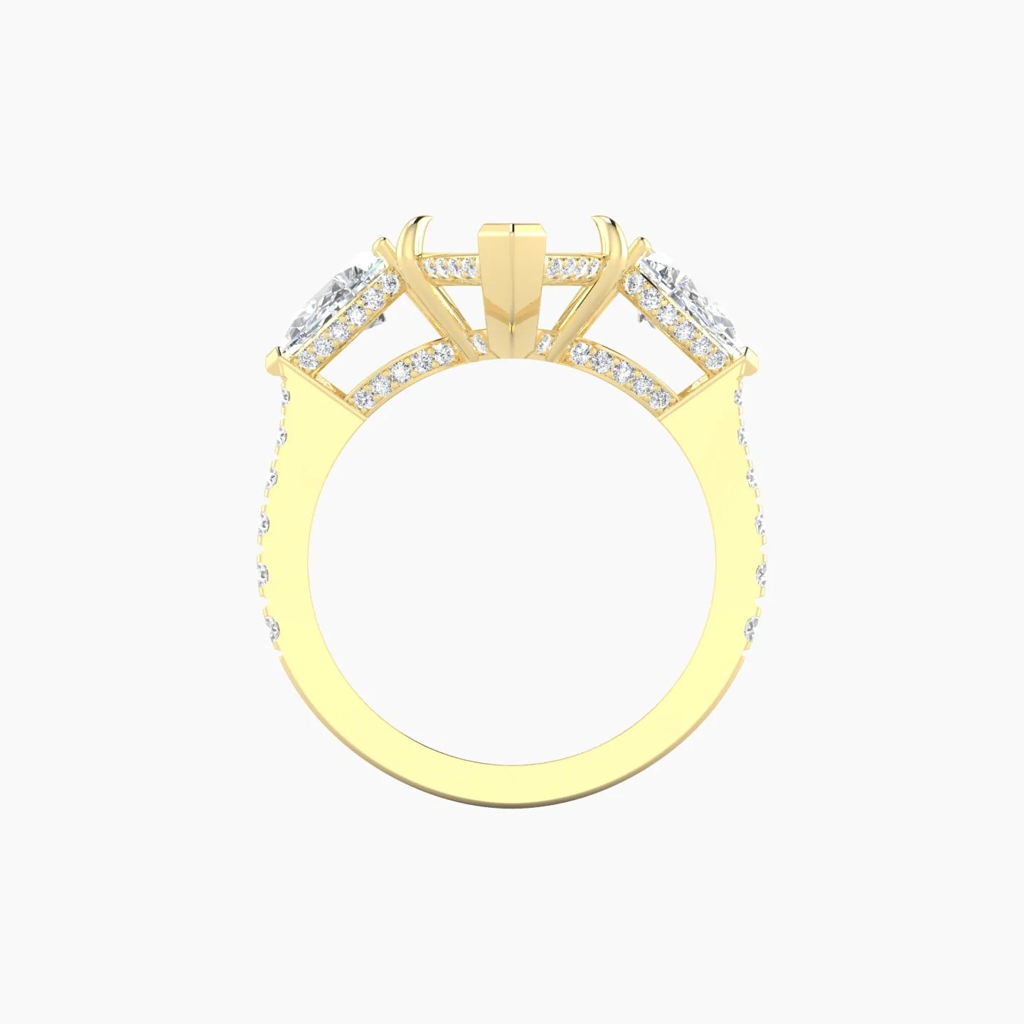 Pear Trilogy with Reverse Shank | 18k Yellow Gold 5-7.99 ct Marquise Cut Ring Setting
