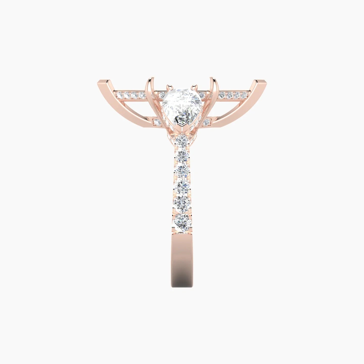 Pear Trilogy with Reverse Shank | 18k Rose Gold 5-7.99 ct Marquise Cut Ring Setting