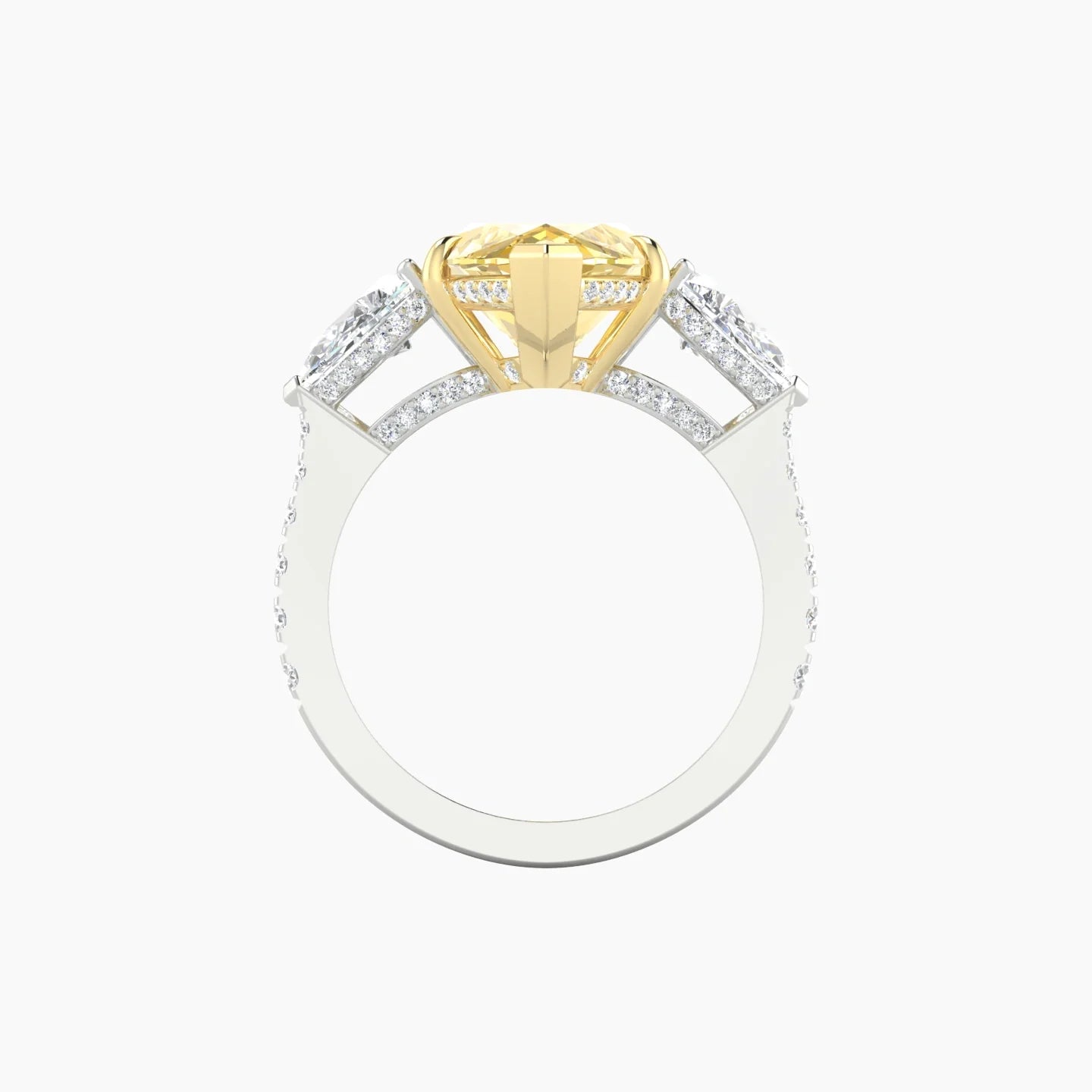 Pear Trilogy with Reverse Shank | 18k White & Yellow Gold 5 ct Marquise Cut Ring