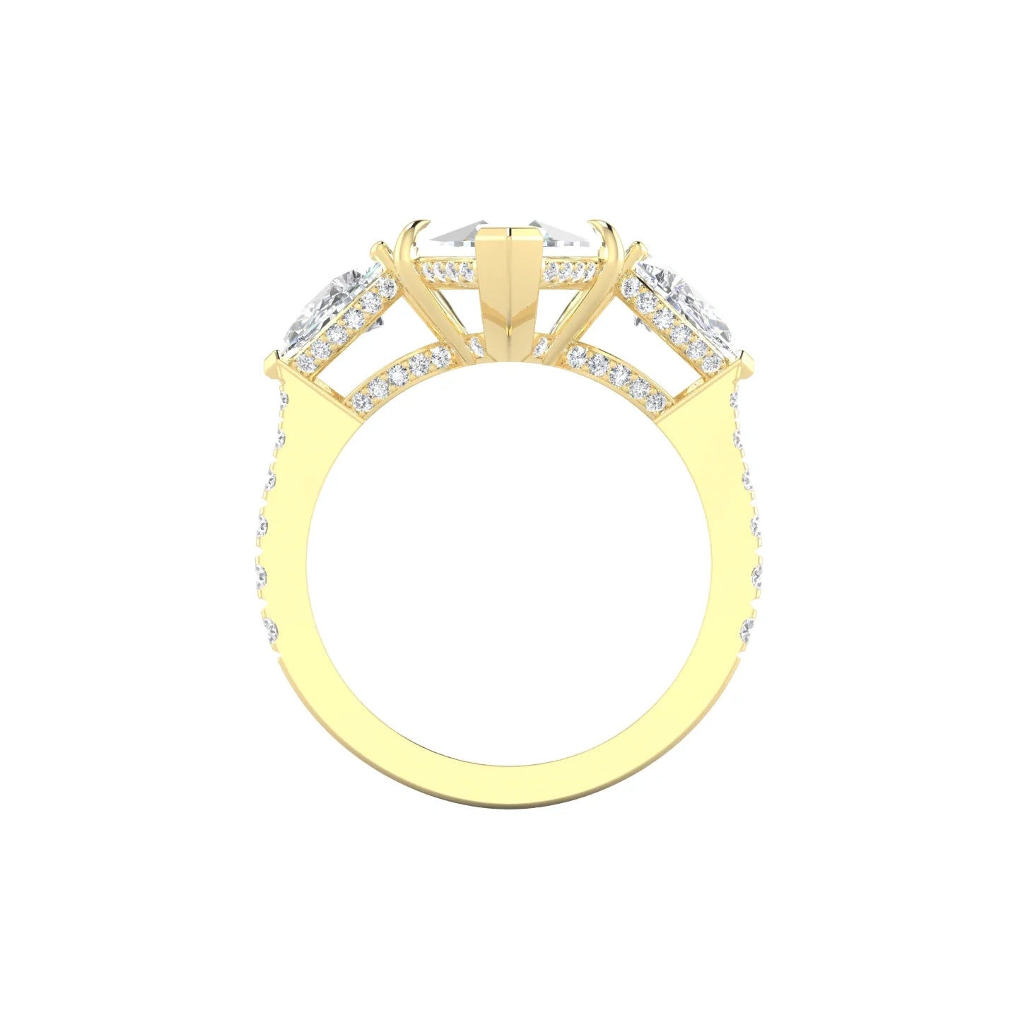 Pear Trilogy with Reverse Shank | 18k Yellow Gold 5 ct Marquise Cut Ring