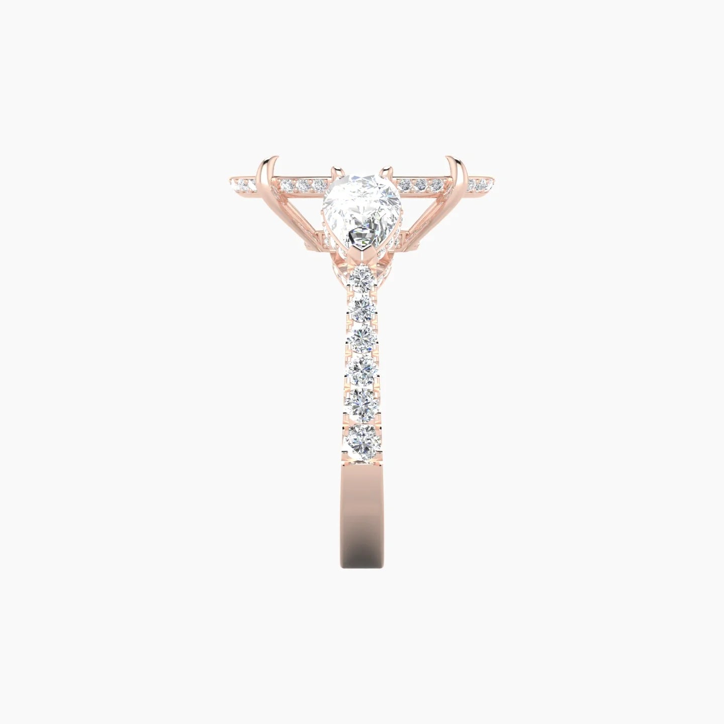Pear Trilogy with Reverse Shank | 18k Rose Gold 5-7.99 ct Oval Cut Ring Setting