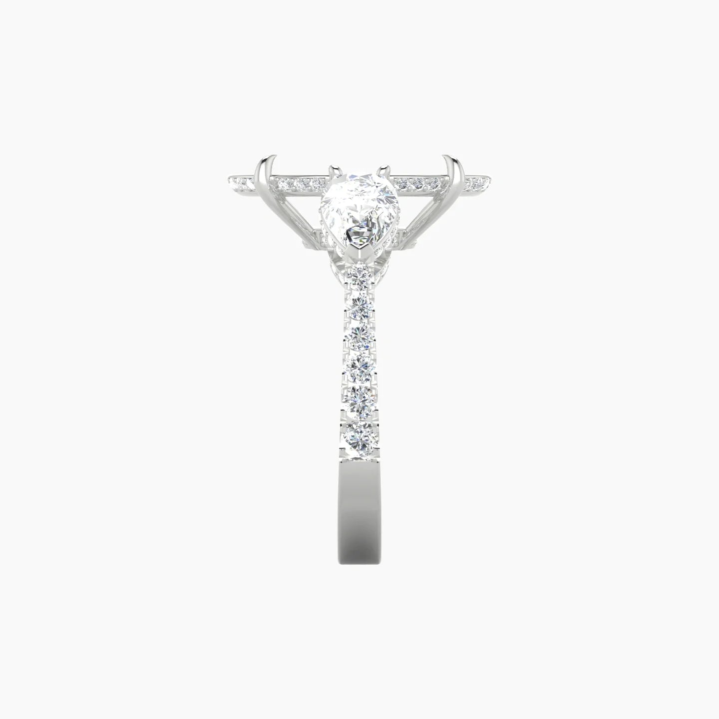 Pear Trilogy with Reverse Shank | 18k White Gold 5-7.99 ct Oval Cut Ring Setting