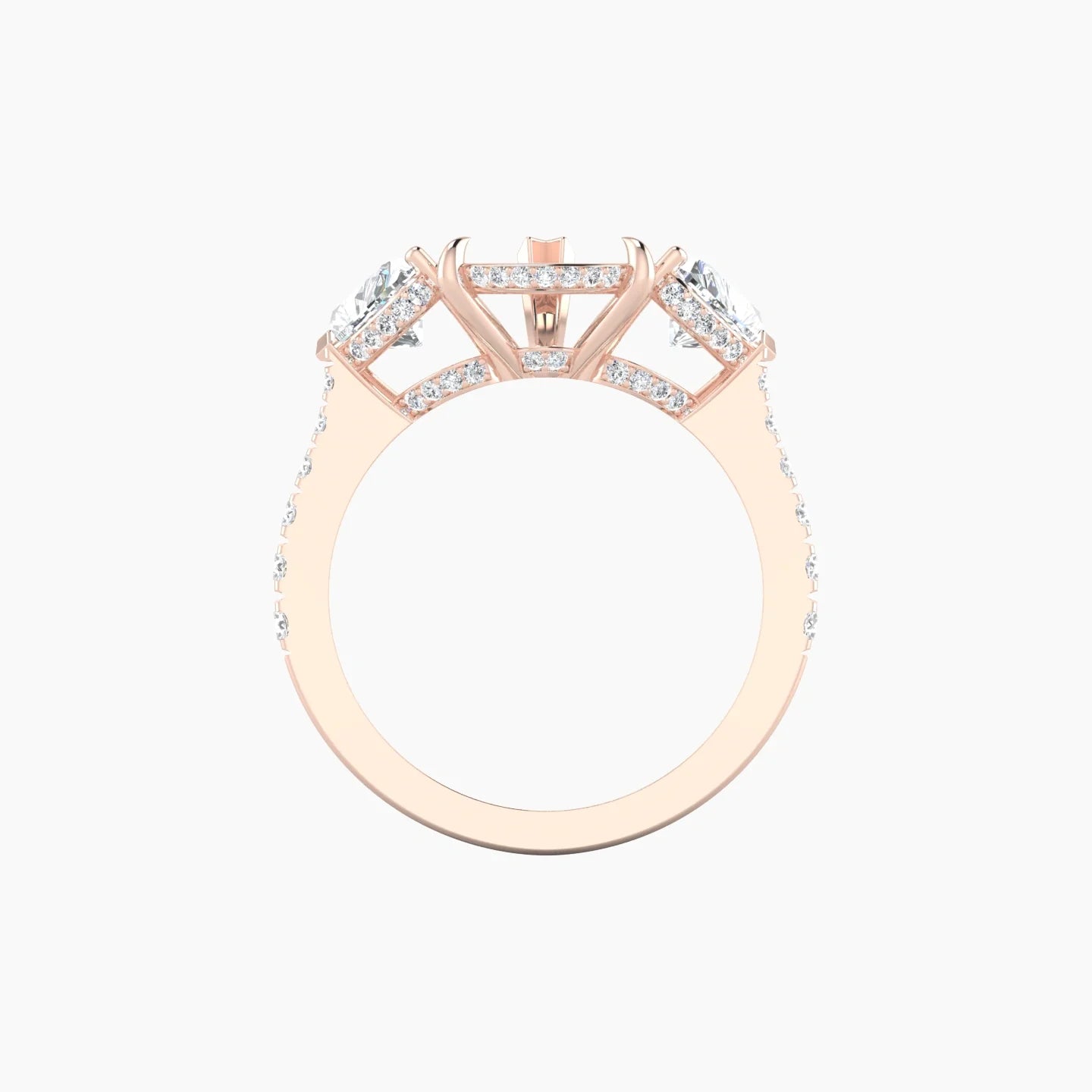 Pear Trilogy with Reverse Shank | 18k Rose Gold 5-7.99 ct Pear Cut Ring Setting