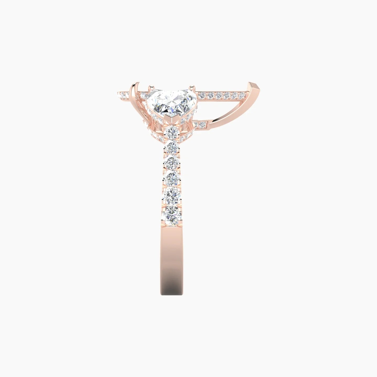 Pear Trilogy with Reverse Shank | 18k Rose Gold 5-7.99 ct Pear Cut Ring Setting