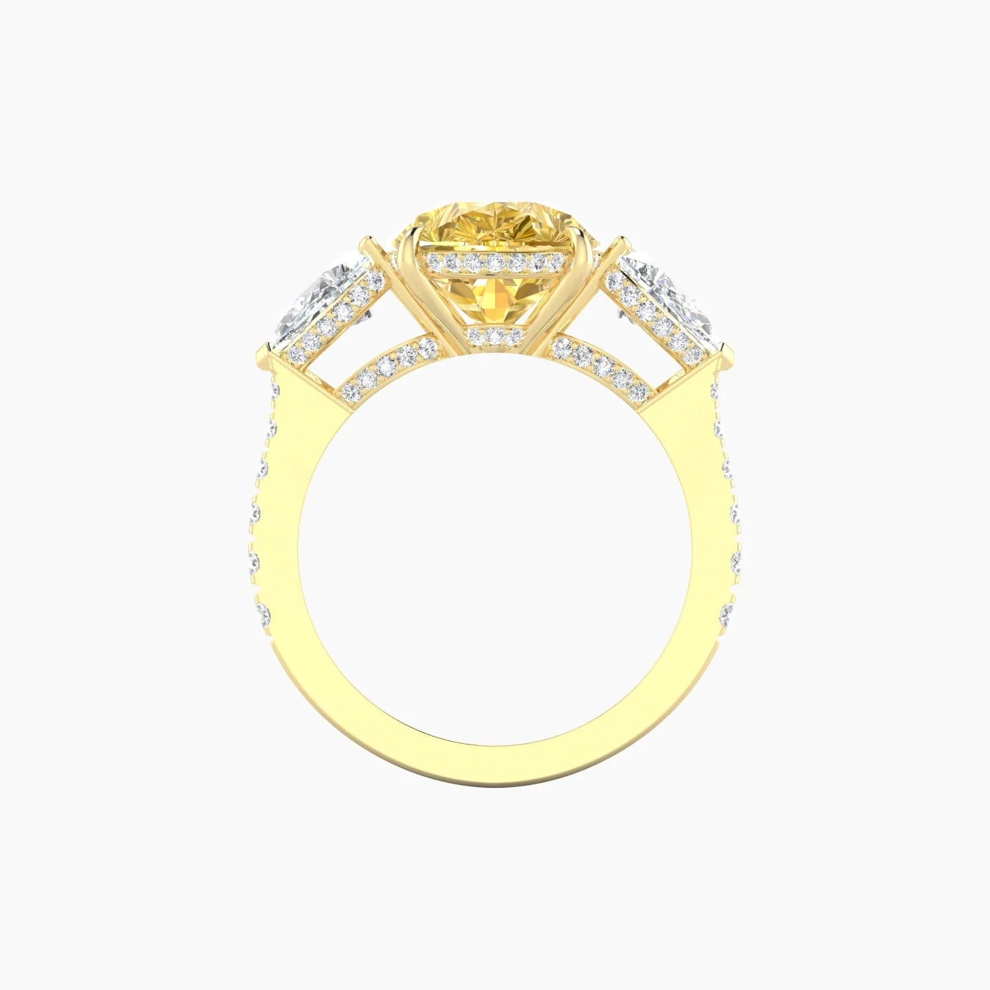 Pear Trilogy with Reverse Shank | 18k Yellow Gold 5 ct Pear Cut Ring
