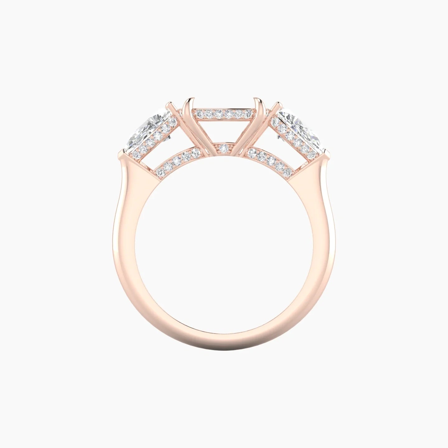 Pear Trilogy | 18k Rose Gold 5-7.99 ct Cushion Cut Ring Setting