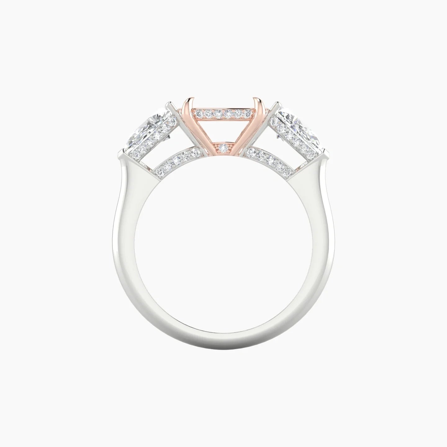 Pear Trilogy | 18k White & Rose Gold 5-7.99 ct Cushion Cut Ring Setting