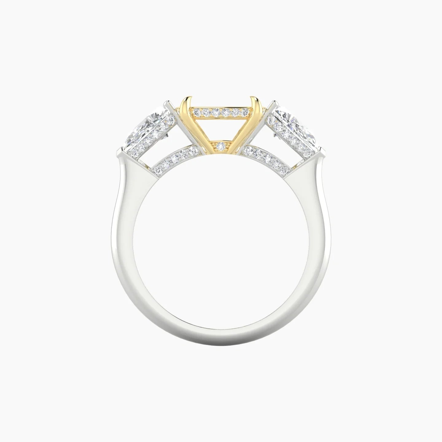 Pear Trilogy | 18k White & Yellow Gold 5-7.99 ct Cushion Cut Ring Setting