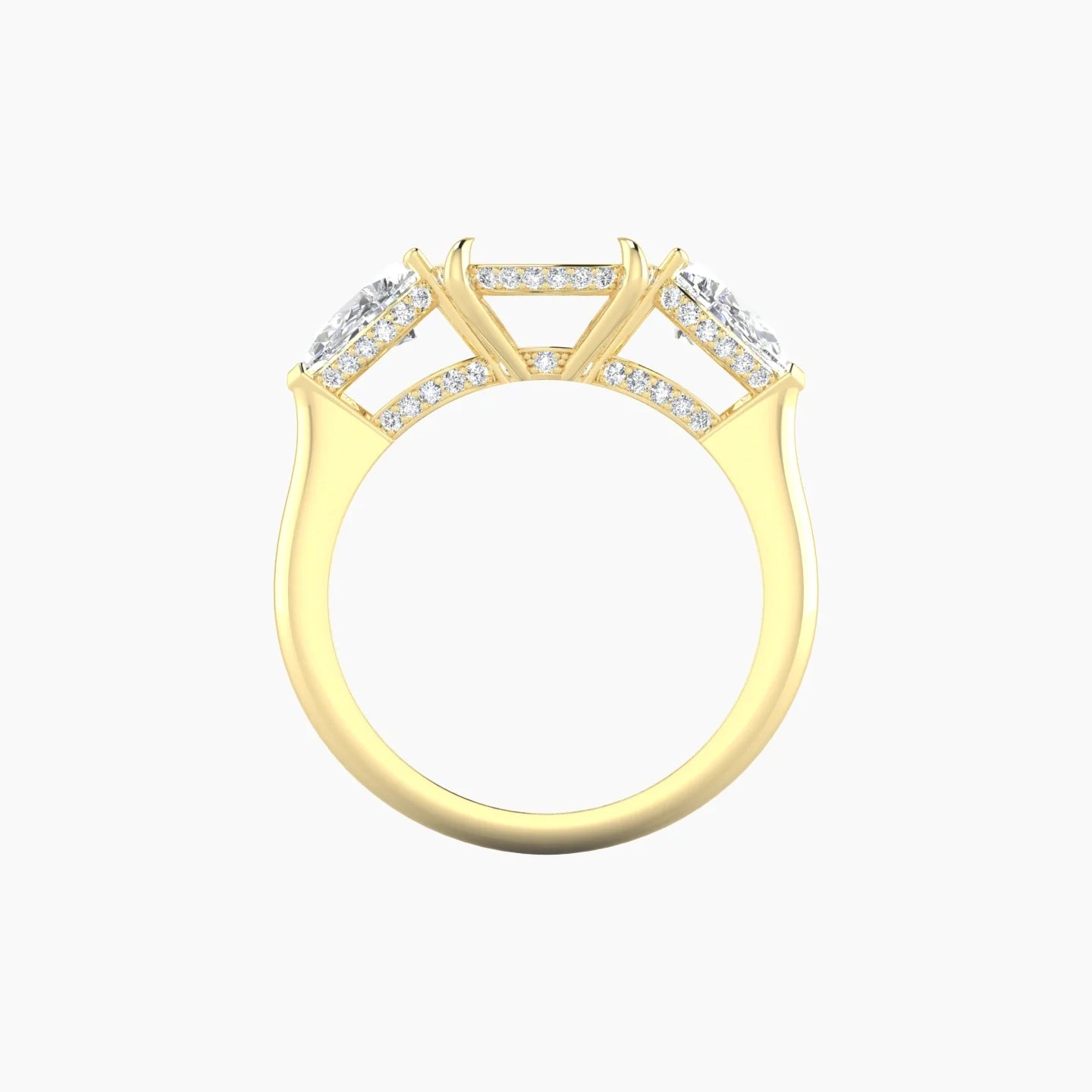 Pear Trilogy | 18k Yellow Gold 5-7.99 ct Cushion Cut Ring Setting