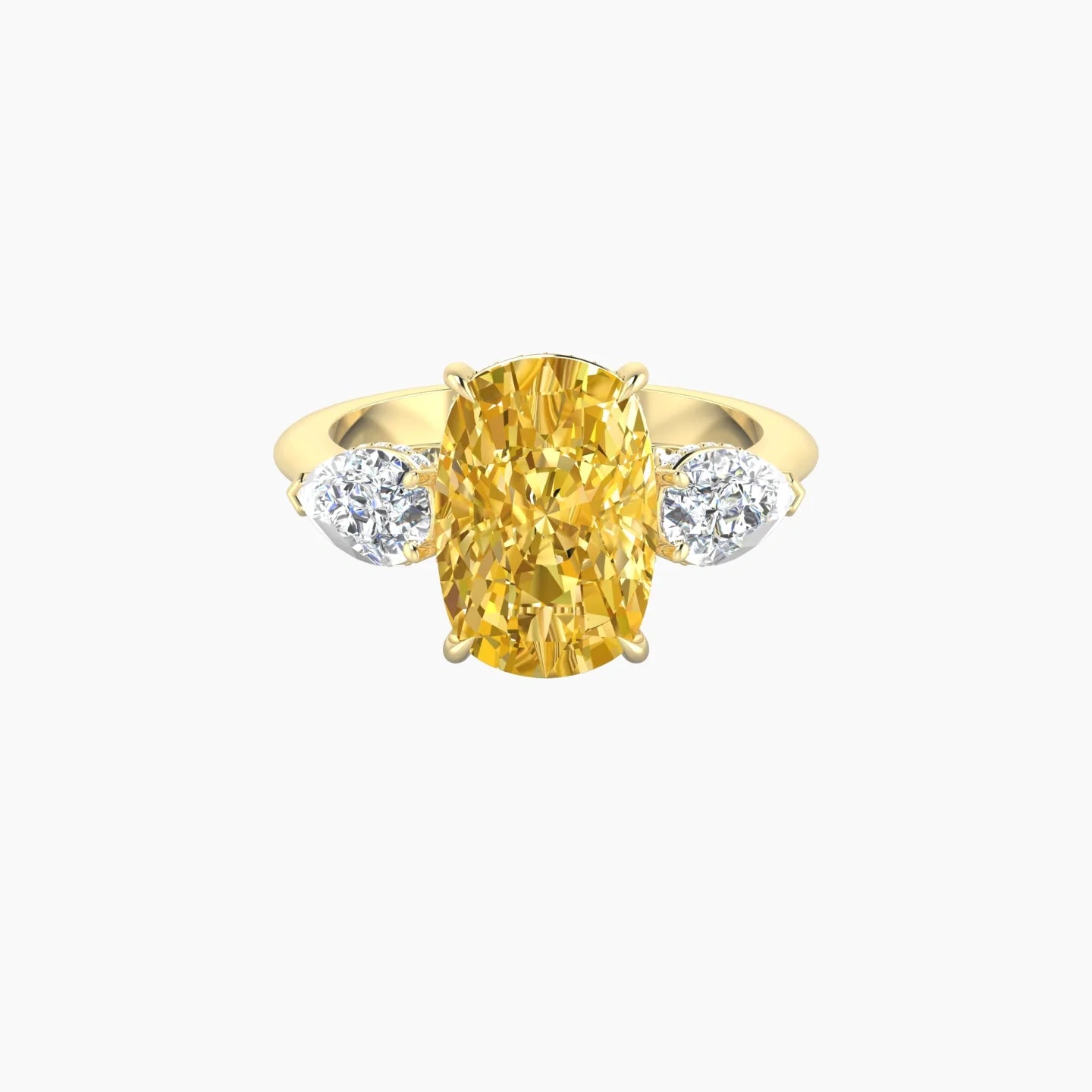 Pear Trilogy | 18k Yellow Gold 5 ct Cushion Cut Ring
