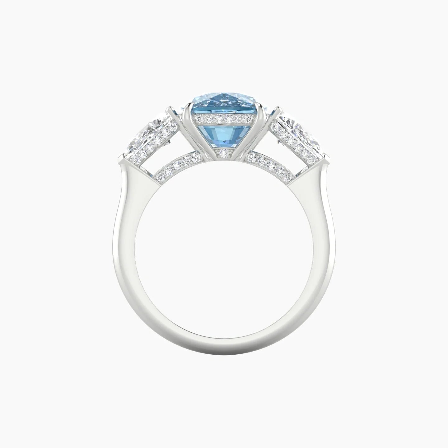 Pear Trilogy | 18k White Gold 5 ct Cushion Cut Ring