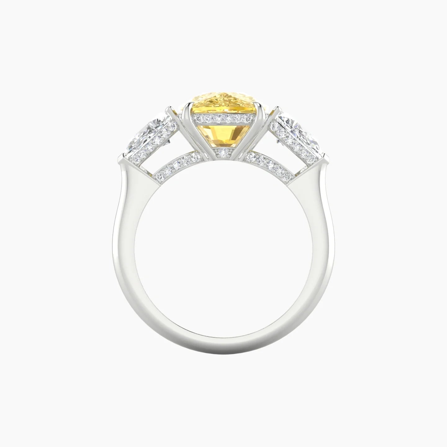 Pear Trilogy | 18k White Gold 5 ct Cushion Cut Ring