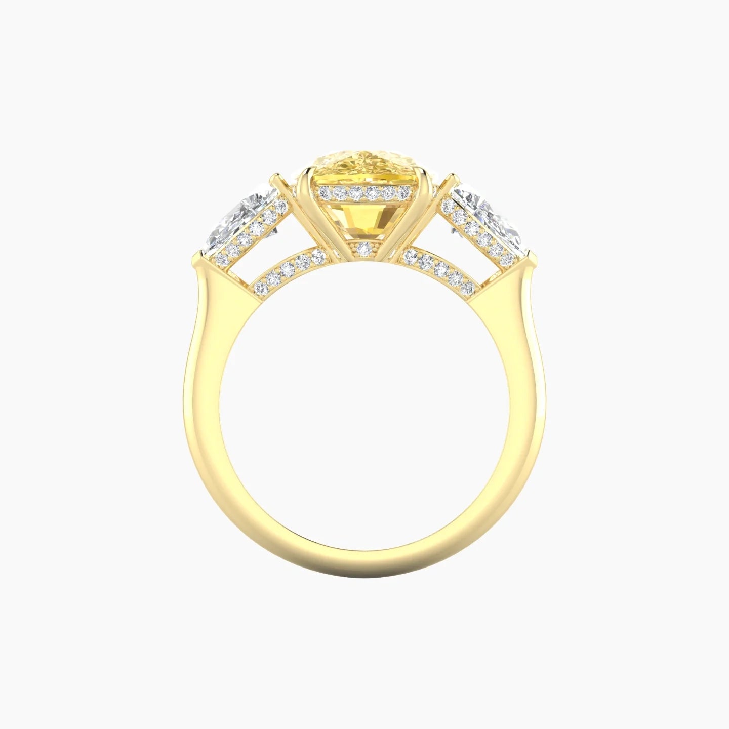 Pear Trilogy | 18k Yellow Gold 5 ct Cushion Cut Ring