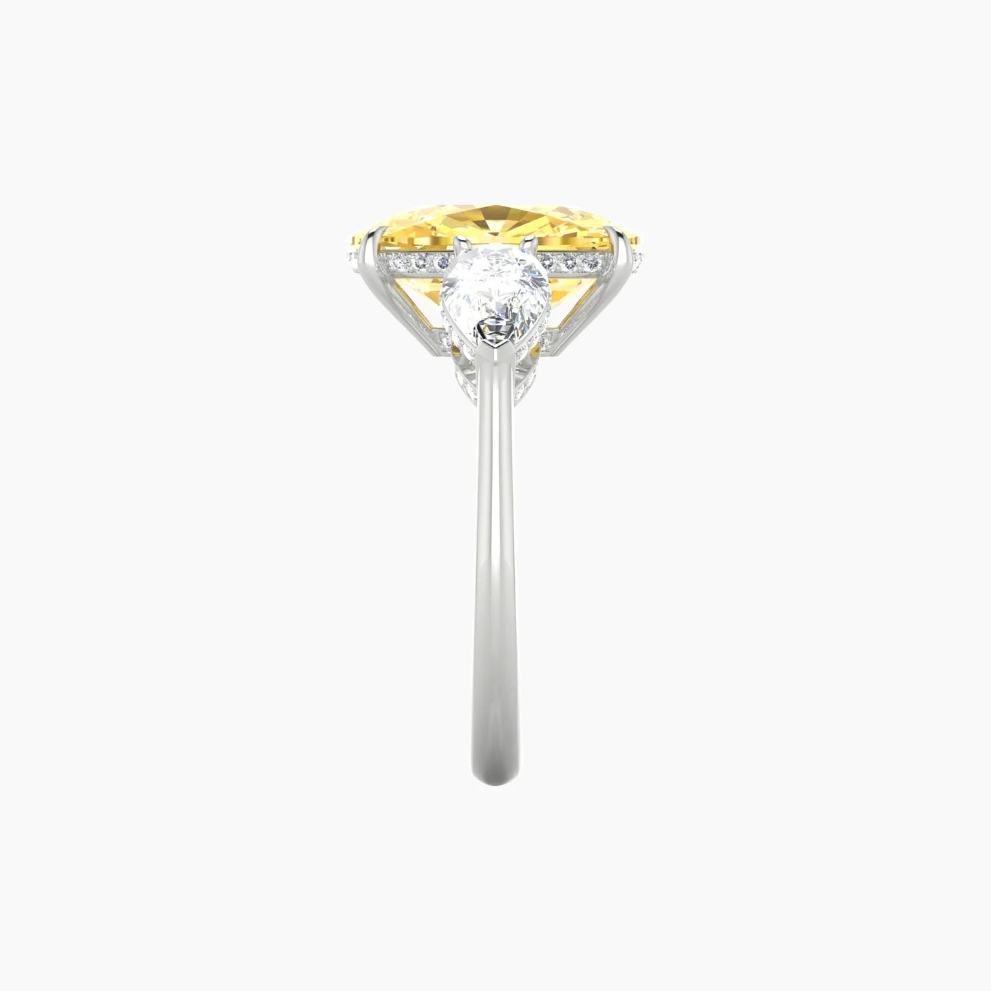 Pear Trilogy | 18k White Gold 5 ct Cushion Cut Ring