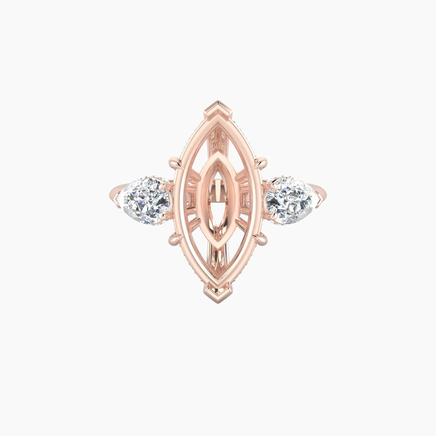 Pear Trilogy | 18k Rose Gold 5-7.99 ct Marquise Cut Ring Setting