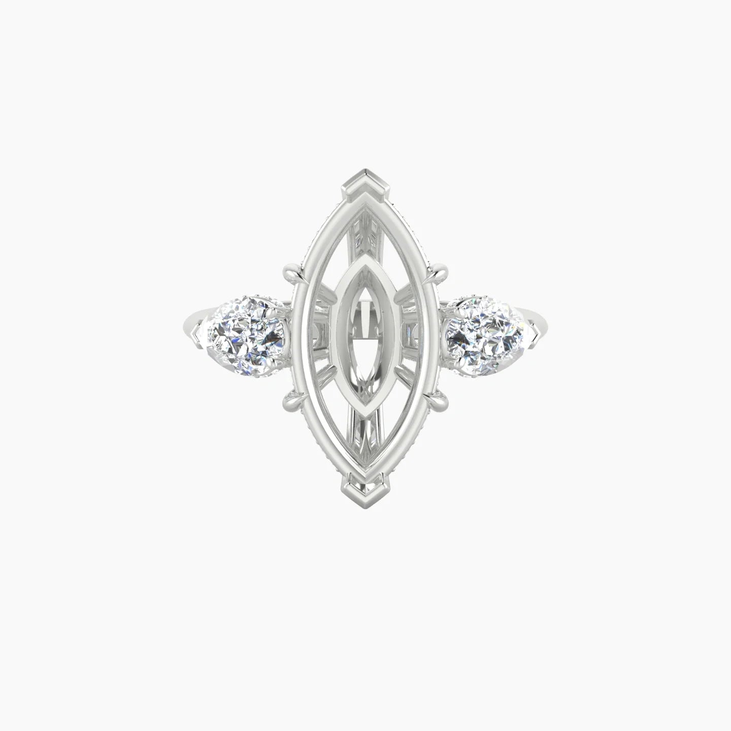 Pear Trilogy | 18k White Gold 5-7.99 ct Marquise Cut Ring Setting