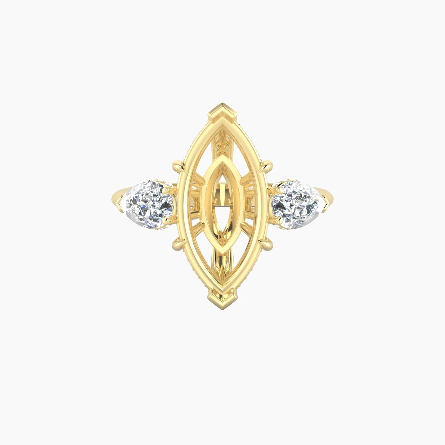 Pear Trilogy | 18k Yellow Gold 5-7.99 ct Marquise Cut Ring Setting