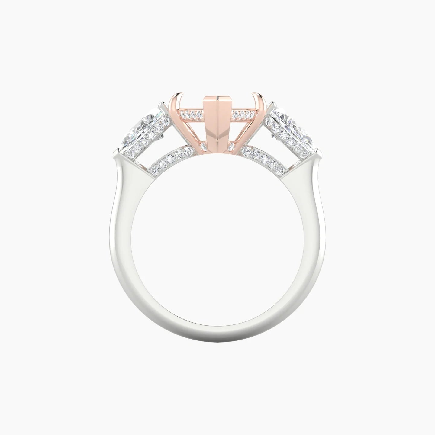 Pear Trilogy | 18k White & Rose Gold 5-7.99 ct Marquise Cut Ring Setting