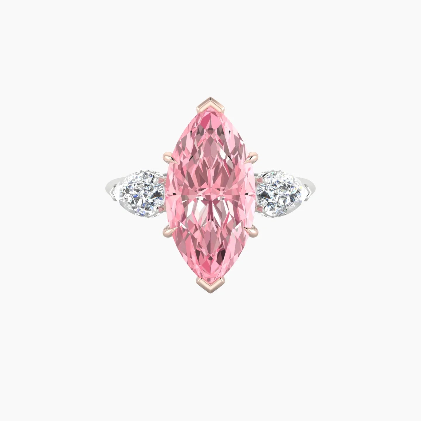 Pear Trilogy | 18k White & Rose Gold 5 ct Marquise Cut Ring