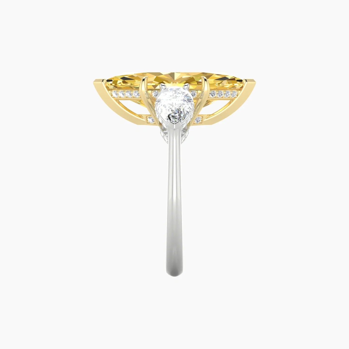 Pear Trilogy | 18k White & Yellow Gold 5 ct Marquise Cut Ring