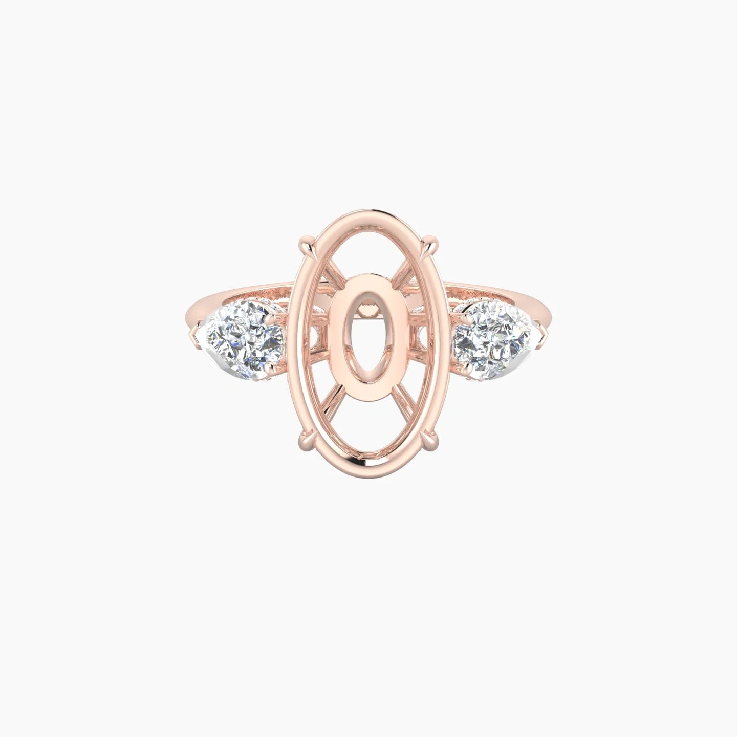Pear Trilogy | 18k Rose Gold 5-7.99 ct Oval Cut Ring Setting