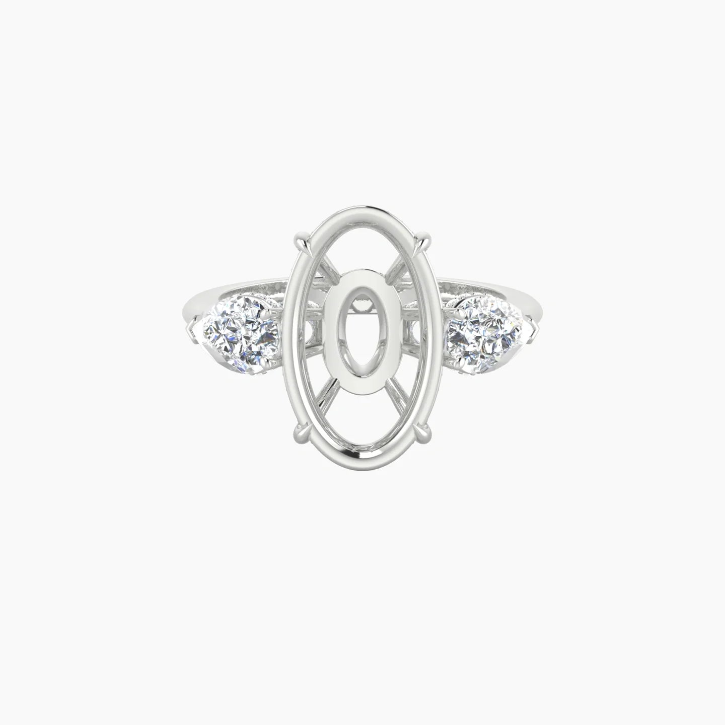 Pear Trilogy | 18k White Gold 5-7.99 ct Oval Cut Ring Setting