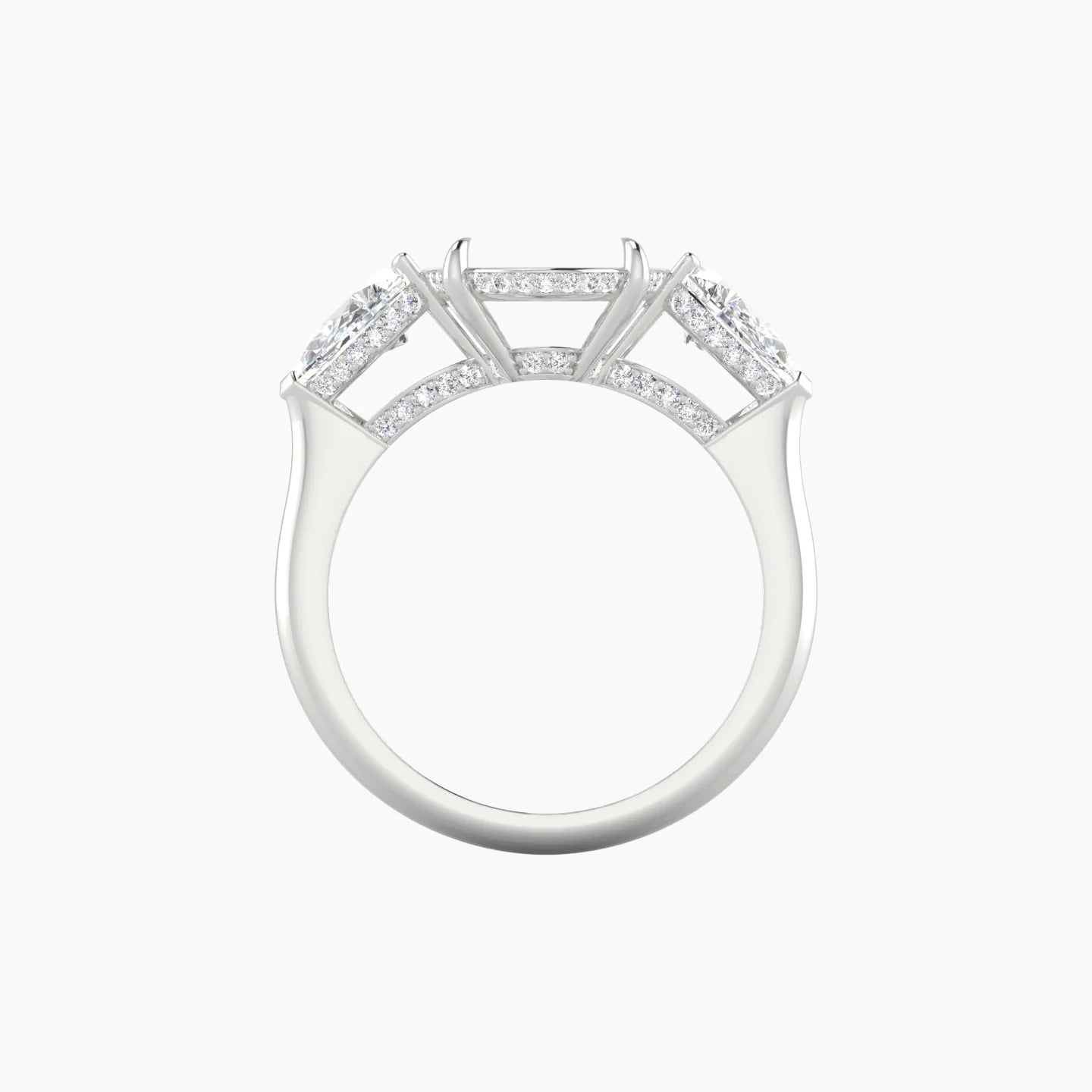 Pear Trilogy | 18k White Gold 5-7.99 ct Oval Cut Ring Setting