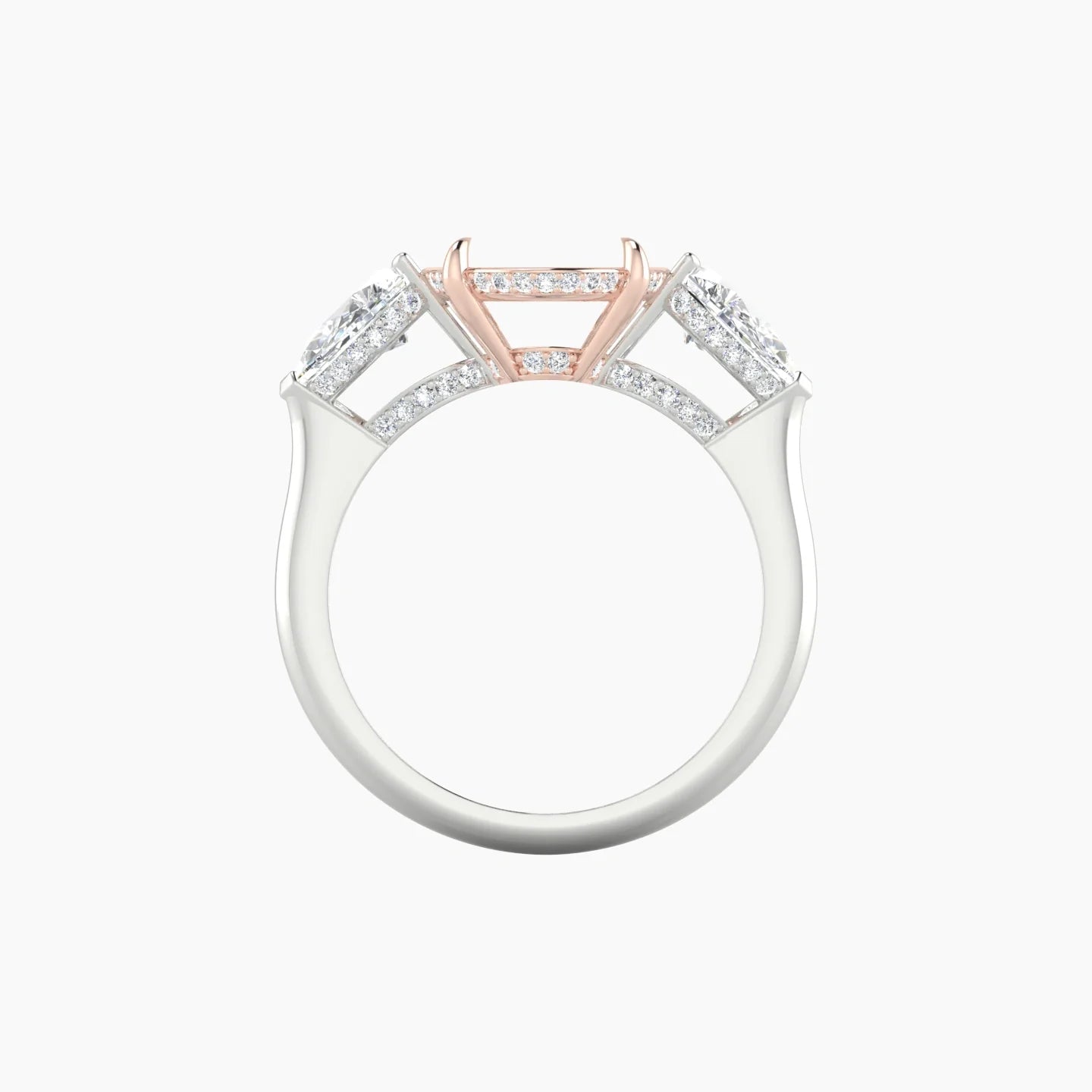 Pear Trilogy | 18k White & Rose Gold 5-7.99 ct Oval Cut Ring Setting