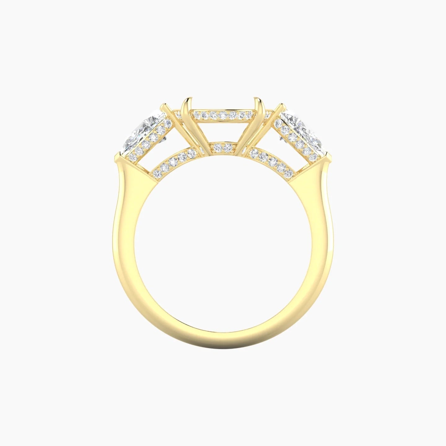 Pear Trilogy | 18k Yellow Gold 5-7.99 ct Oval Cut Ring Setting