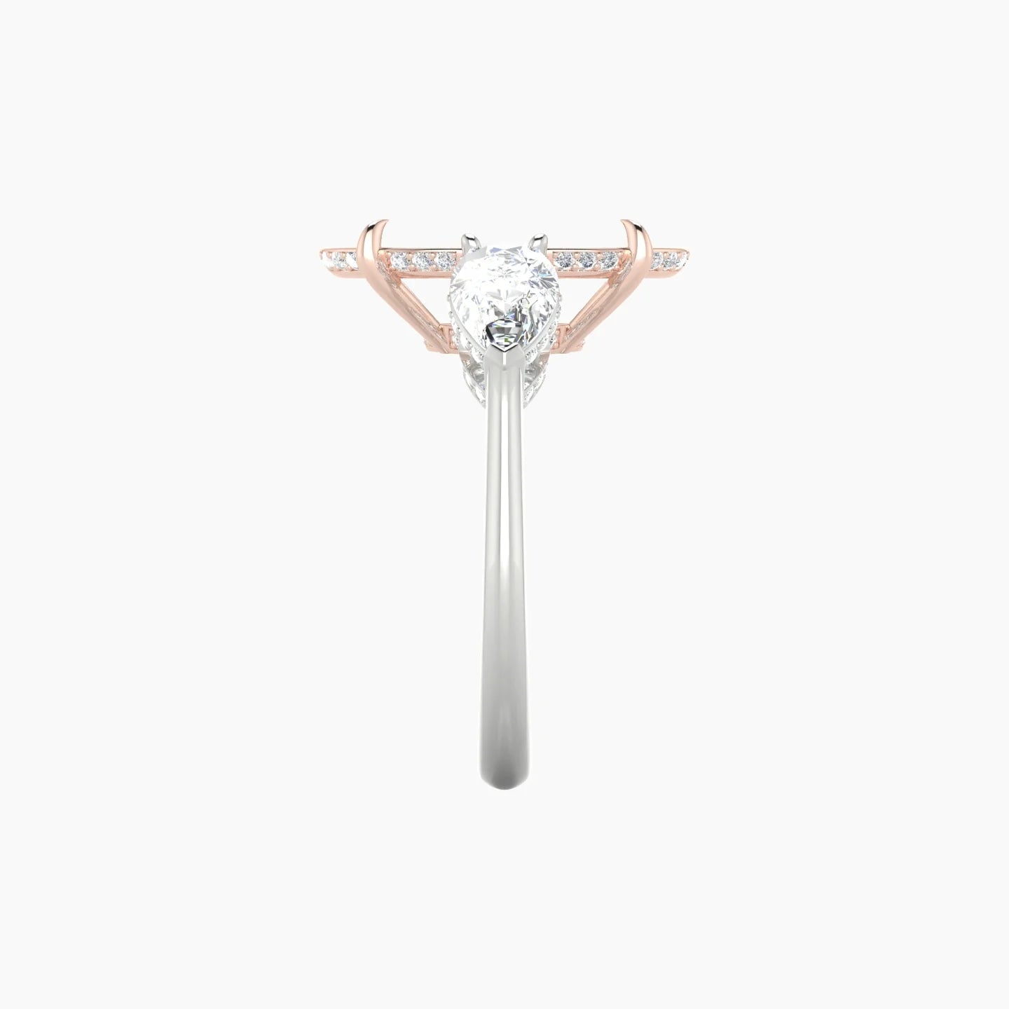 Pear Trilogy | 18k White & Rose Gold 5-7.99 ct Oval Cut Ring Setting