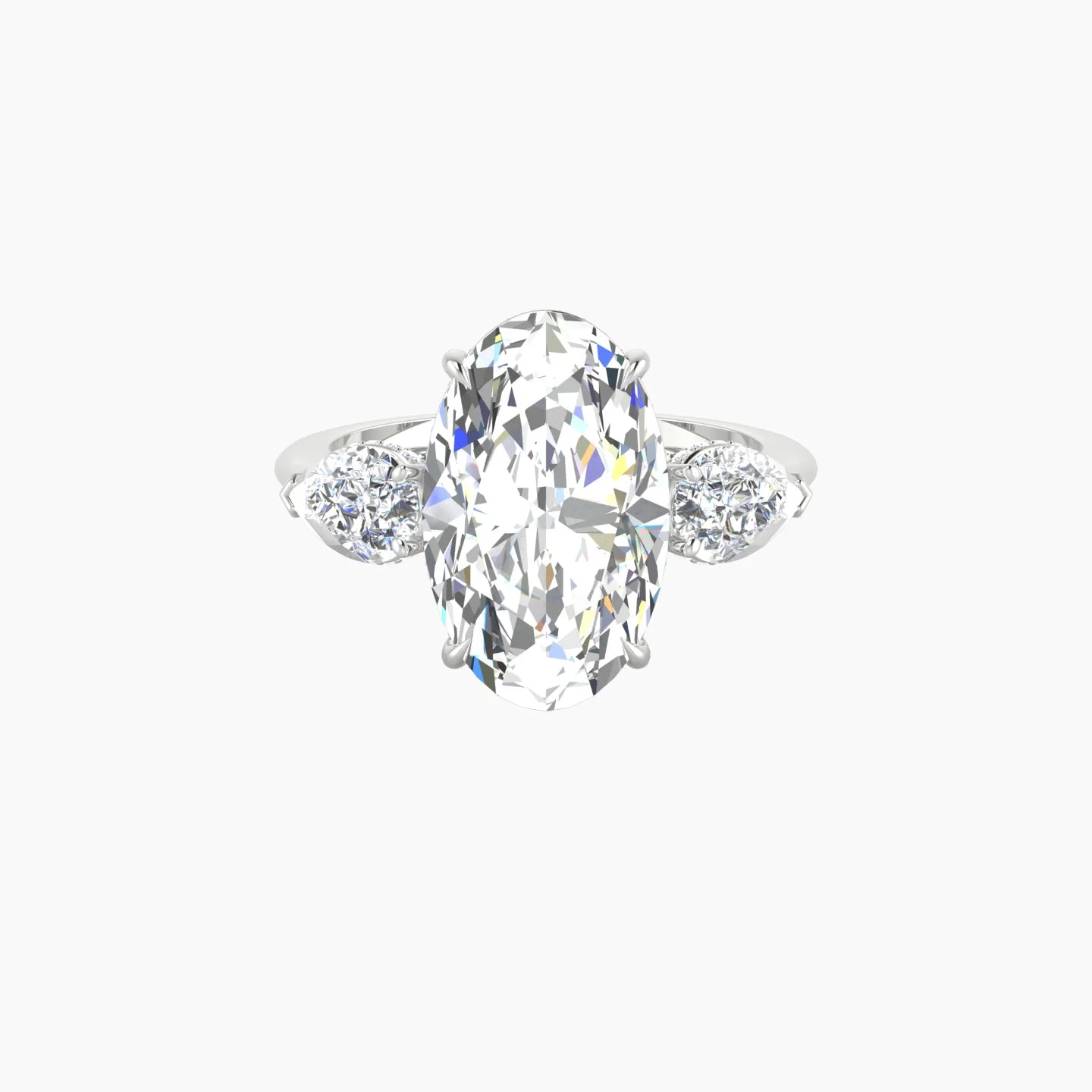 Pear Trilogy | 18k White Gold 5 ct Oval Cut Ring