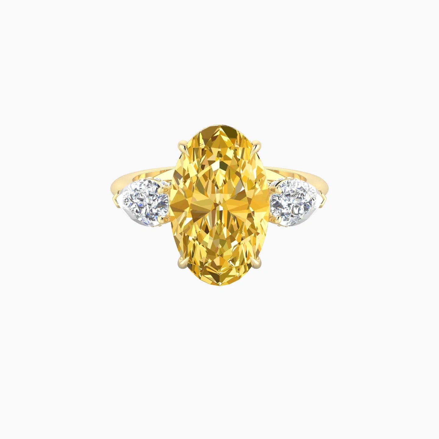 Pear Trilogy | 18k Yellow Gold 5 ct Oval Cut Ring
