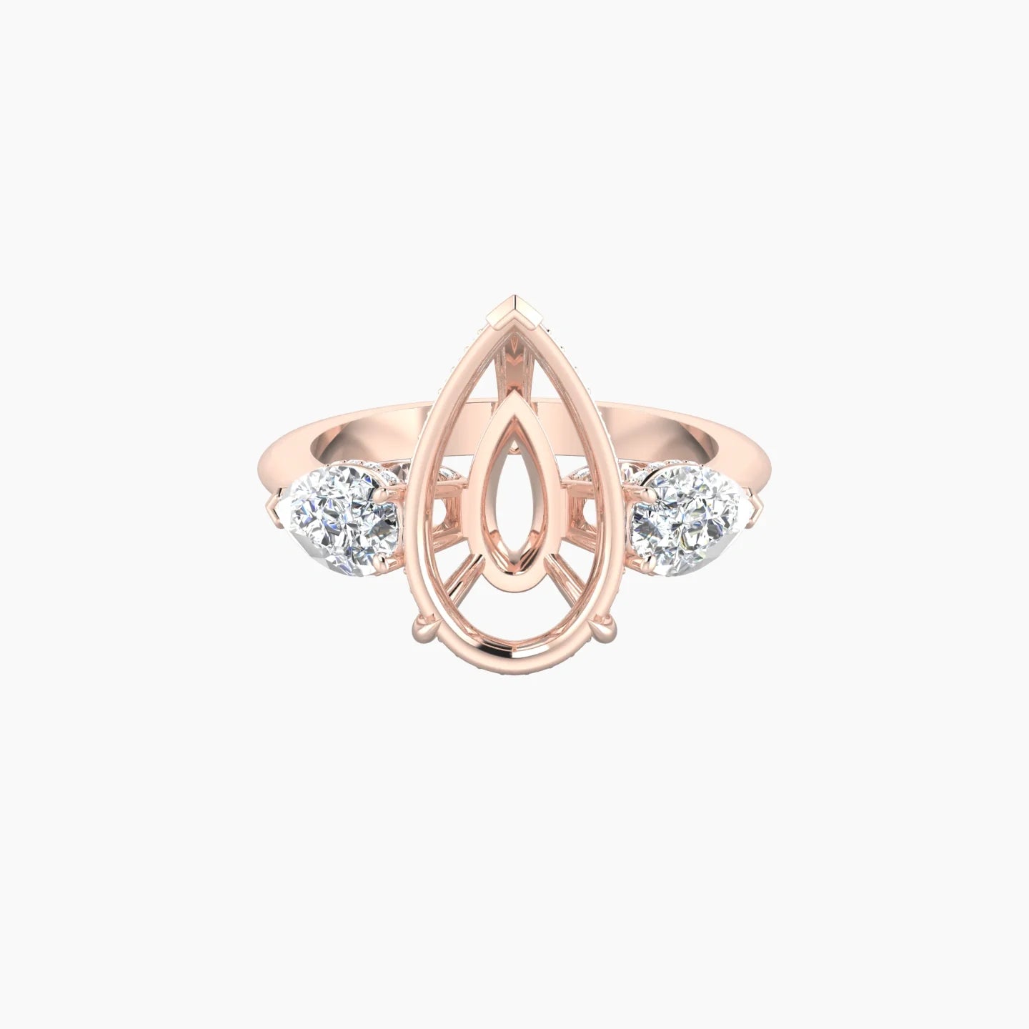 Pear Trilogy | 18k Rose Gold 5-7.99 ct Pear Cut Ring Setting