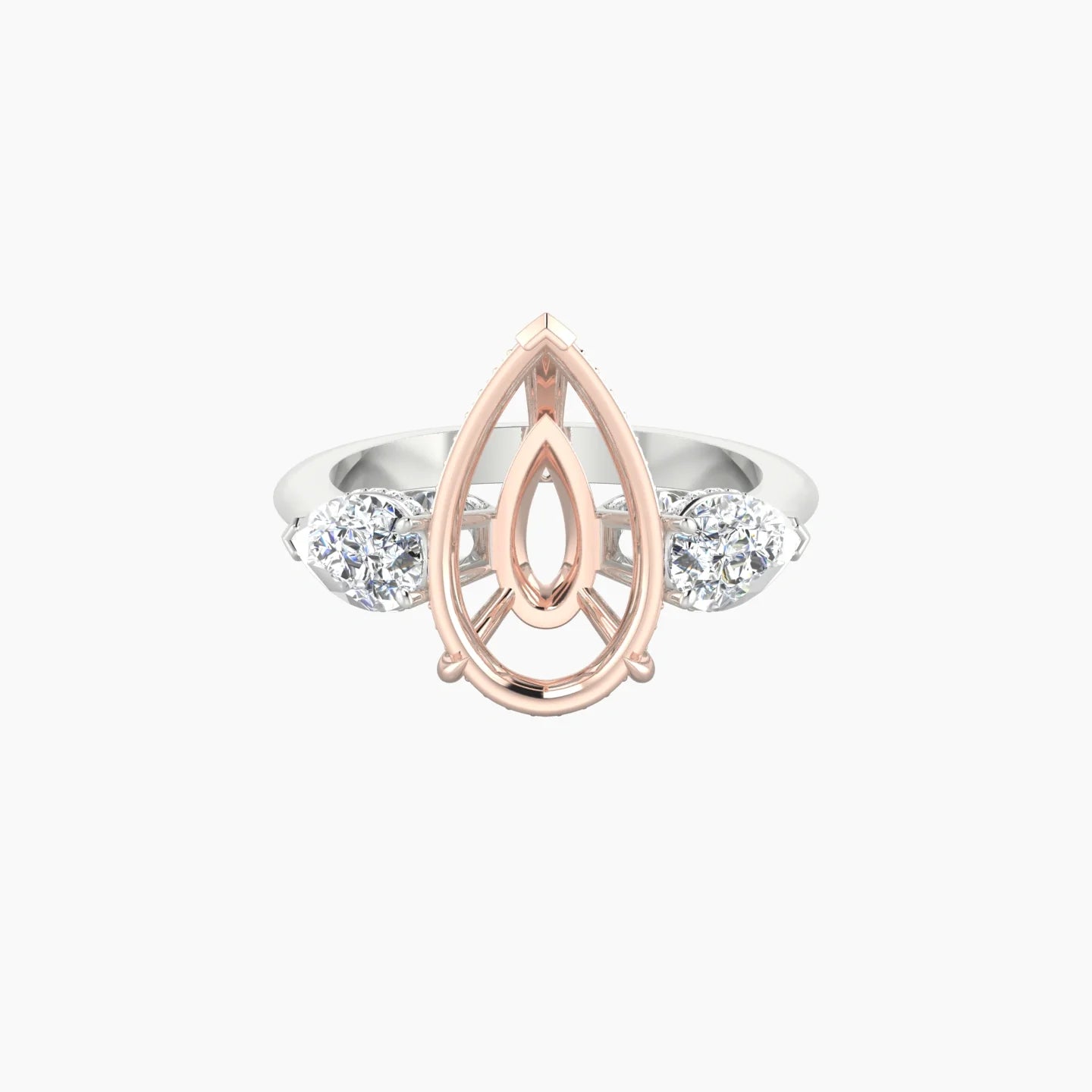 Pear Trilogy | 18k White & Rose Gold 5-7.99 ct Pear Cut Ring Setting