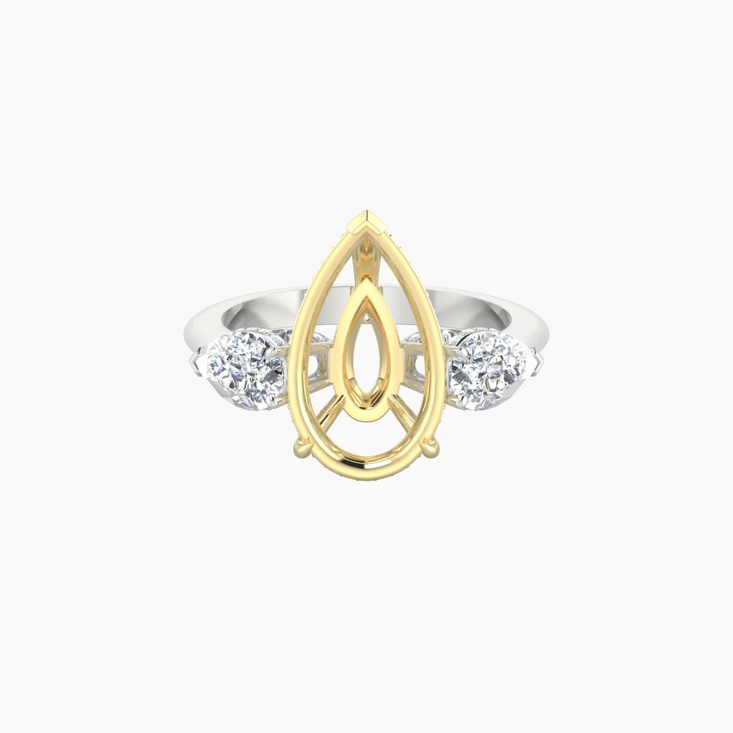 Pear Trilogy | 18k White & Yellow Gold 5-7.99 ct Pear Cut Ring Setting
