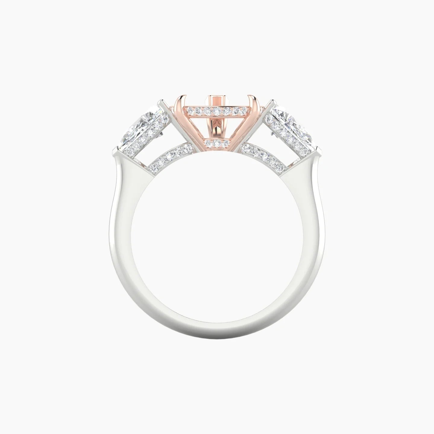 Pear Trilogy | 18k White & Rose Gold 5-7.99 ct Pear Cut Ring Setting