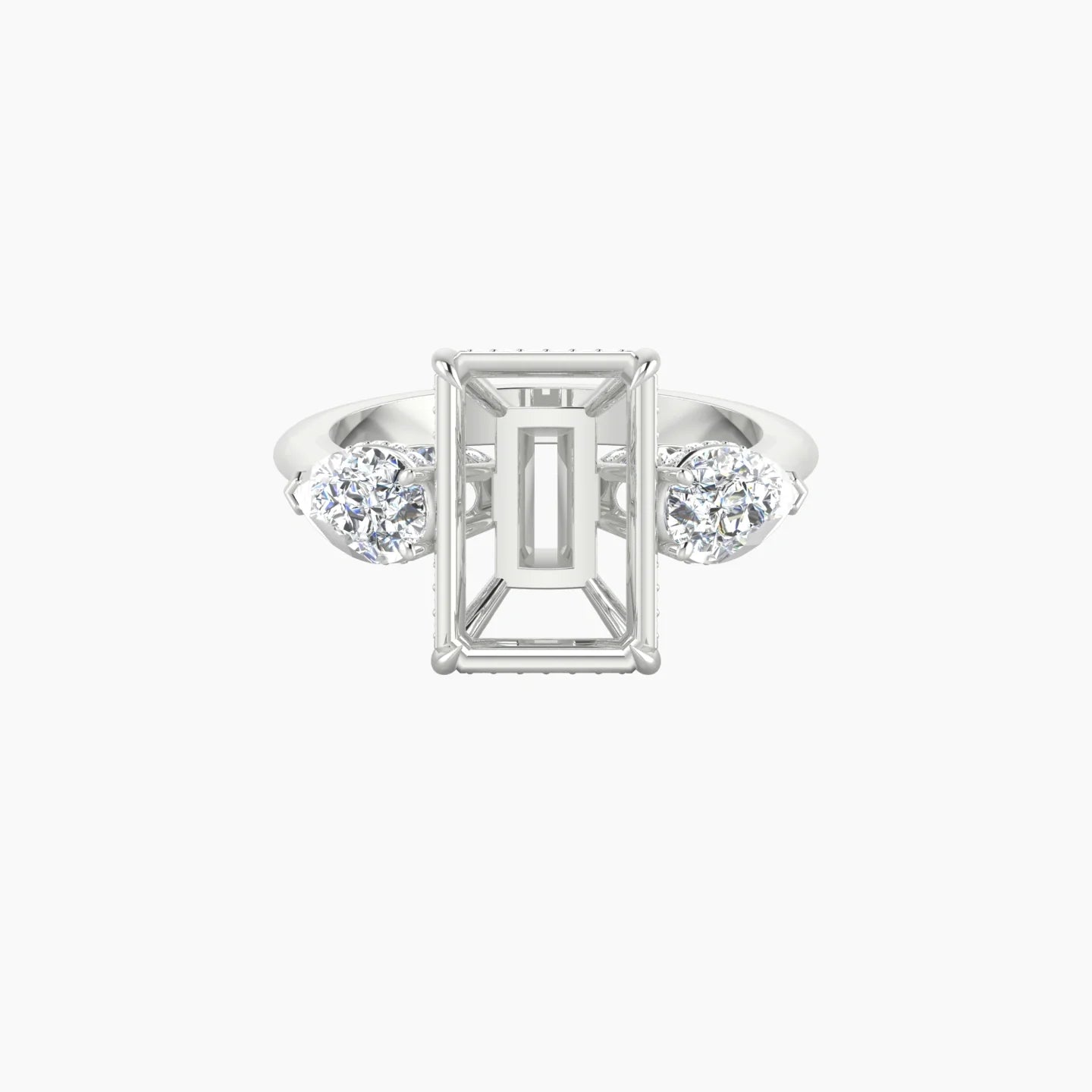 Pear Trilogy | 18k White Gold 5-7.99 ct Radiant Cut Ring Setting