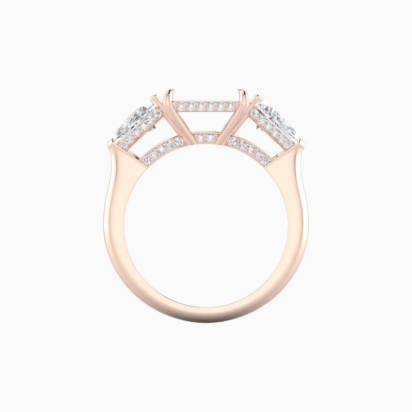 Pear Trilogy | 18k Rose Gold 5-7.99 ct Radiant Cut Ring Setting